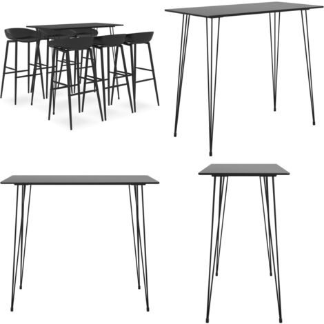 Mesa alta y taburetes de bar 7 piezas negro - Sillas de bar - Mesa y sillas
