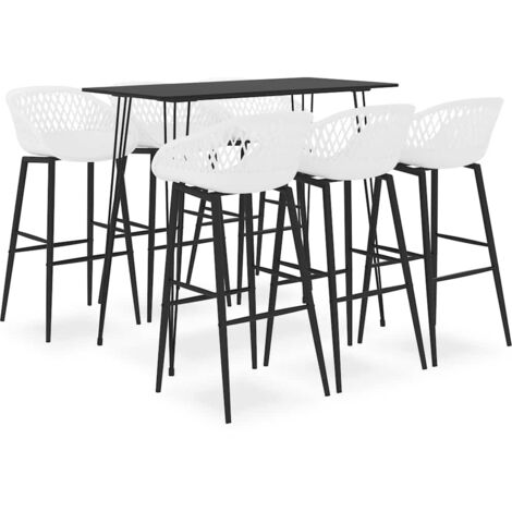Mesa alta y taburetes de bar 7 piezas negro y