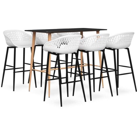 Mesa alta y taburetes de bar 7 piezas negro y