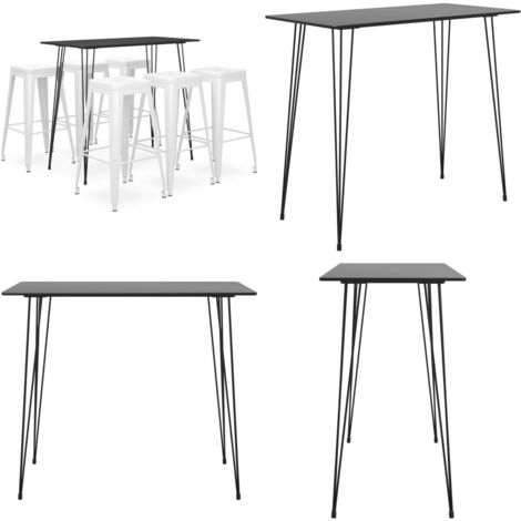 Mesa alta y taburetes de bar 7 piezas negro y blanco - Sillas de bar - Mesa y sillas