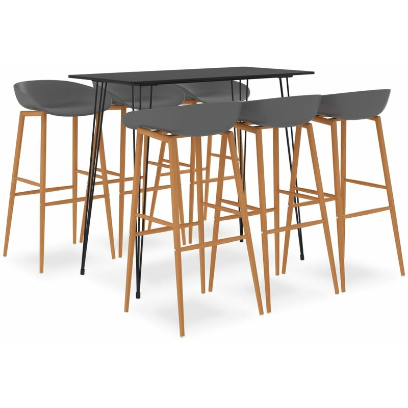 

Mesa alta y taburetes de bar 7 piezas negro y gris - Negro - Vidaxl