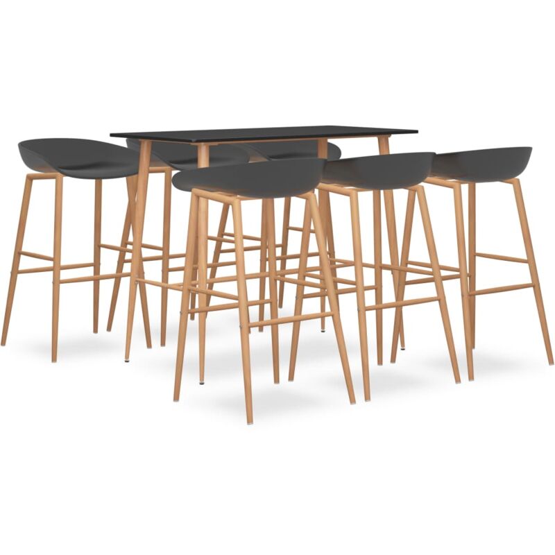 

Mesa alta y taburetes de bar 7 piezas negro y gris - Negro - Vidaxl