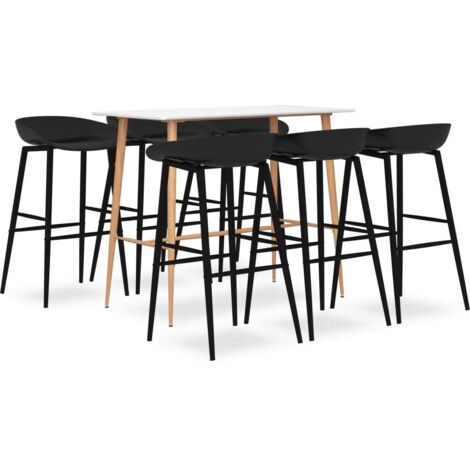 Mesa alta y taburetes de bar 7 piezas  y negro