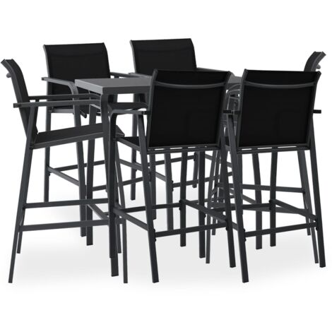 Mesa alta y taburetes de bar de jardín 7 piezas negro y gris vidaXL