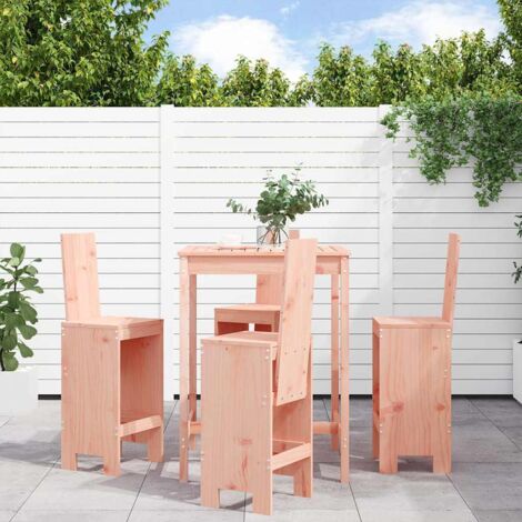 Mesa alta y taburetes de jardín 5 piezas madera maciza Douglas