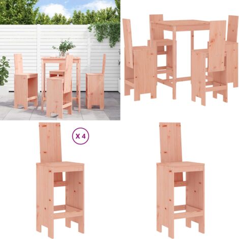 Mesa alta y taburetes de jardín 5 piezas madera maciza Douglas - Taburetes de jardín - Madera maciza
