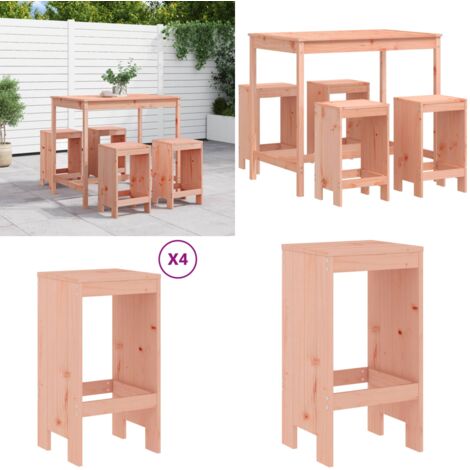 Mesa alta y taburetes de jardín 5 piezas madera maciza Douglas - Taburetes de jardín - Madera maciza