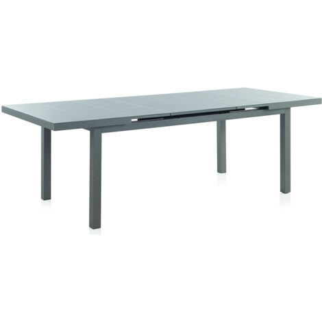 Mesa Aluminio Extensible Taupe Con Cristal 180/240X100Cm