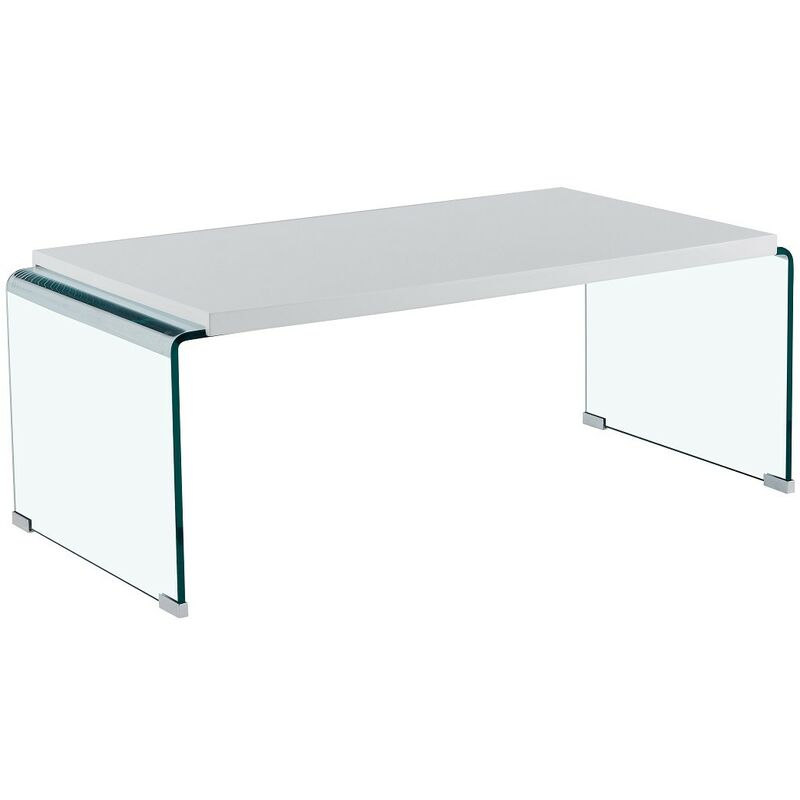 

Mesa ariston, baja, lacada blanca, cristal, 110x55 cms - Rogal