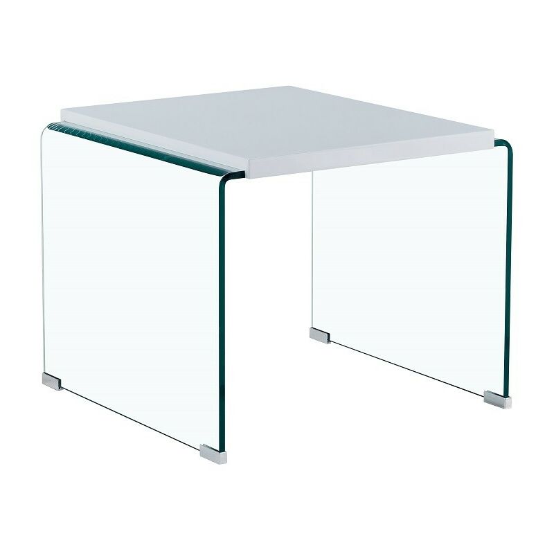 

Mesa ARISTON, baja, lacada blanca, cristal, 60 x 63 cms