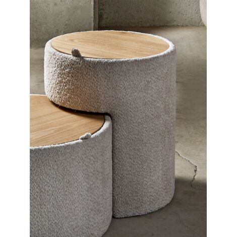 Mesa Aux. C/Almacenaje Rizo Suave Beige 57 Cms. 47X47X57 Cms