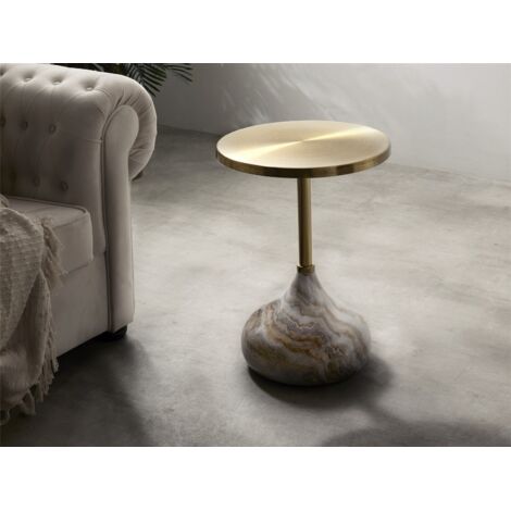 Mesa Aux. Imit Marmol/Oro 40Dx56 Cms. 40Dx56 Cms