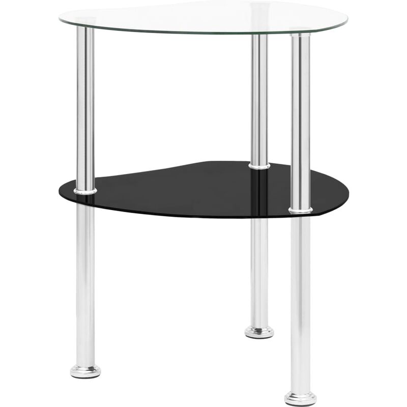 

Mesa auxiliar 2 niveles vidrio transparente y negro 38x38x50 cm - Transparente