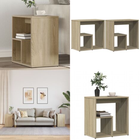 Mesa auxiliar 2 uds madera ingeniería roble Sonoma 50x30x50 cm - Mesa de madera - Madera de ingeniería
