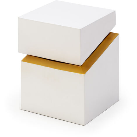 Mesa Auxiliar 40X42X43 Metal Blanco/Dorado