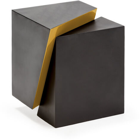 Mesa Auxiliar 41X35X48 Metal Negro/Dorado