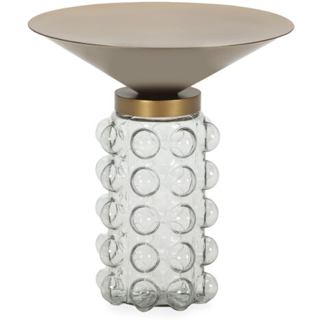 Mesa Auxiliar 44,5X44,5X49 Metal Dorado/Cristal Transparente