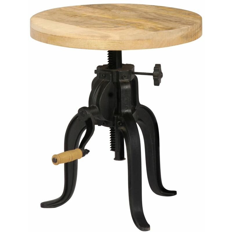 

Happyshopping - Mesa auxiliar 45x(45-62) cm madera de mango y hierro fundido