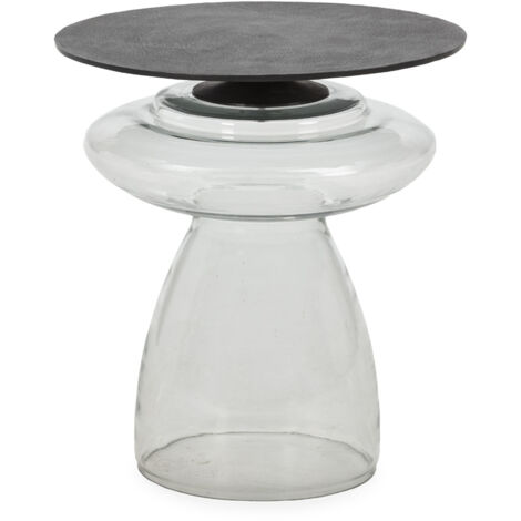 Mesa Auxiliar 47X47X52,5 Metal Bronce Oscuro/Cristal Transparente