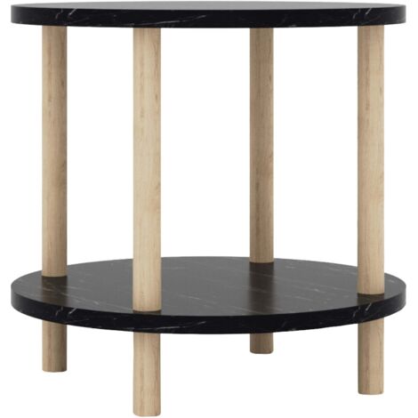 Mesa auxiliar 49 x 42 cm efecto mármol negro 030010973