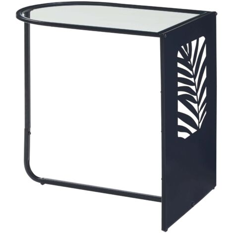 Mesa auxiliar 50 x 50 x 35 cm metal cristal negro 030010970