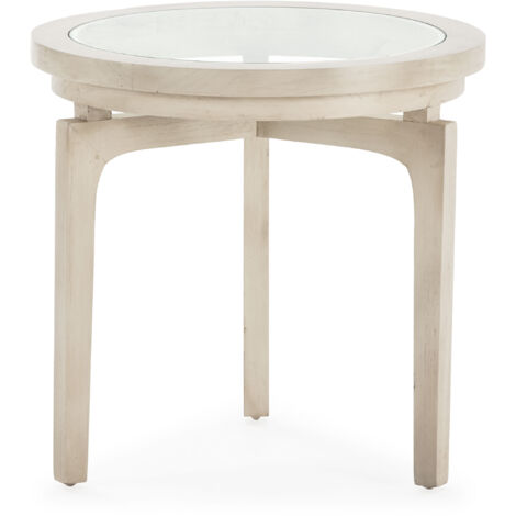 Mesa Auxiliar 50X50X48 Madera Blanco Velado/Cristal