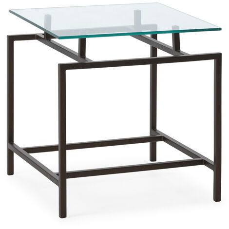 Mesa Auxiliar 55X55X59 Cristal/Metal Bronce Oscuro