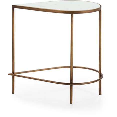 Mesa Auxiliar 60X40X60 Marmol Blanco/Metal Dorado