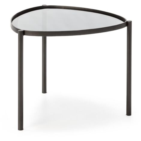 Mesa Auxiliar 61X59X46 Metal/Cristal Negro