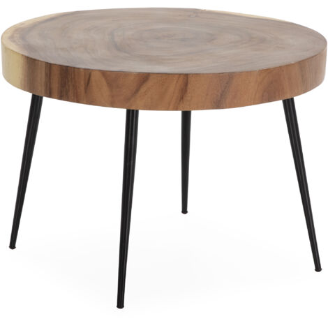 Mesa Auxiliar 65X65X45 Madera Natural/Metal Negro