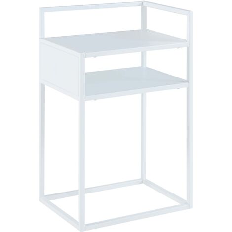 Mesa auxiliar acero 65 x 40 x 30 cm blanco mate 030010948