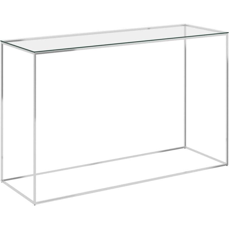 

vidaXL Mesa auxiliar acero inoxidable y vidrio plateado 120x40x78 cm - Plateado