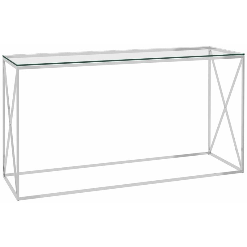 

Mesa auxiliar acero inoxidable y vidrio plateado 140x40x78 cm