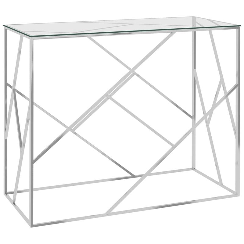 

Mesa auxiliar acero inoxidable y vidrio plateado 90x40x75 cm