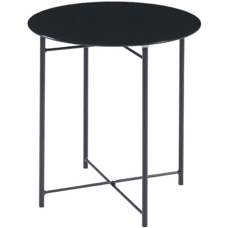 Mesa auxiliar acero y cristal templado 45 x 42 cm color negro 030010982