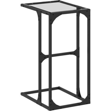 Mesa auxiliar al final del sofá 40 x 30 x 61,5 cm acero y cristal transparente DEC032343