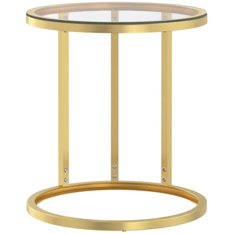 Mesa auxiliar, altura 58 cm, cristal templado y hierro dorado DEC032432