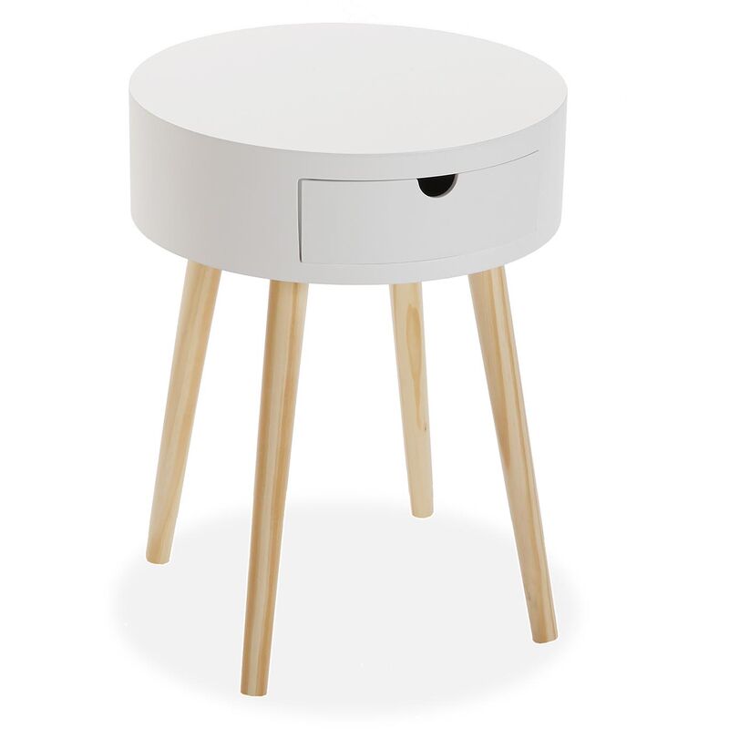 

Versa Magdeburg Mesa Auxiliar. Moderna Mesilla Baja, 53x40x40cm - Blanco