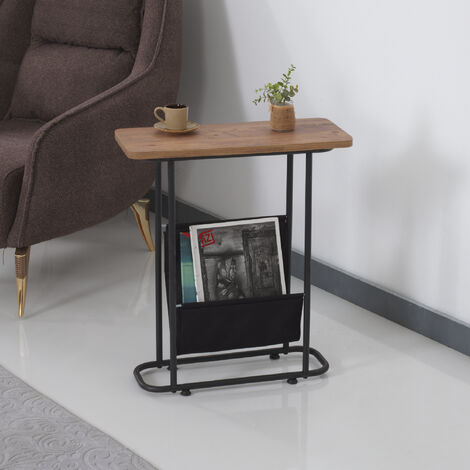 Mesa auxiliar Bov metal/aglomerado 64x55x24cm efecto nogal negro [en.casa]