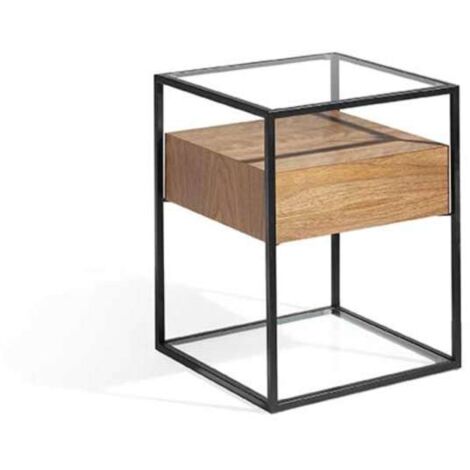 Mesa auxiliar chapado en nogal Arlet, 43 x 43 x 54 cm (alto x ancho x alto)