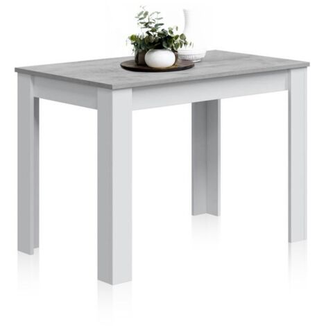 Mesa auxiliar Cloe para Cocina o Salón en Color Blanco Artik y Cemento con diseño Moderno 78x109x67 cm