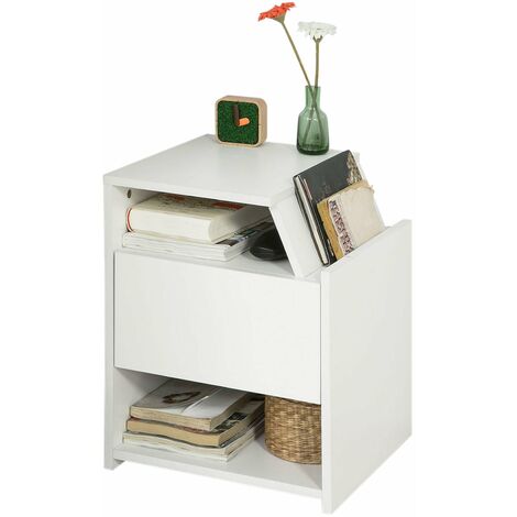 Mesa Auxiliar con 1 Cajón, Consola,Mesita de Noche,Blanco, H51cm FRG261-W SoBuy ES
