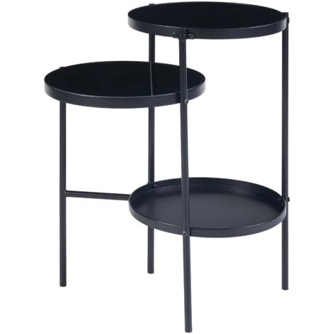 Mesa auxiliar con 3 estantes de metal 70 x 58 x 37 cm color negro 030010930