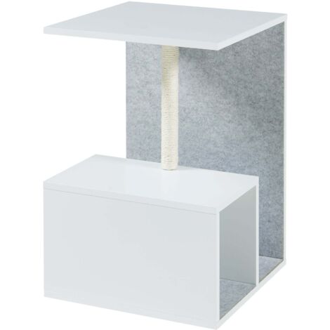 Mesa auxiliar con árbol para gatos 60 x 40 x 40 cm blanco 030010895