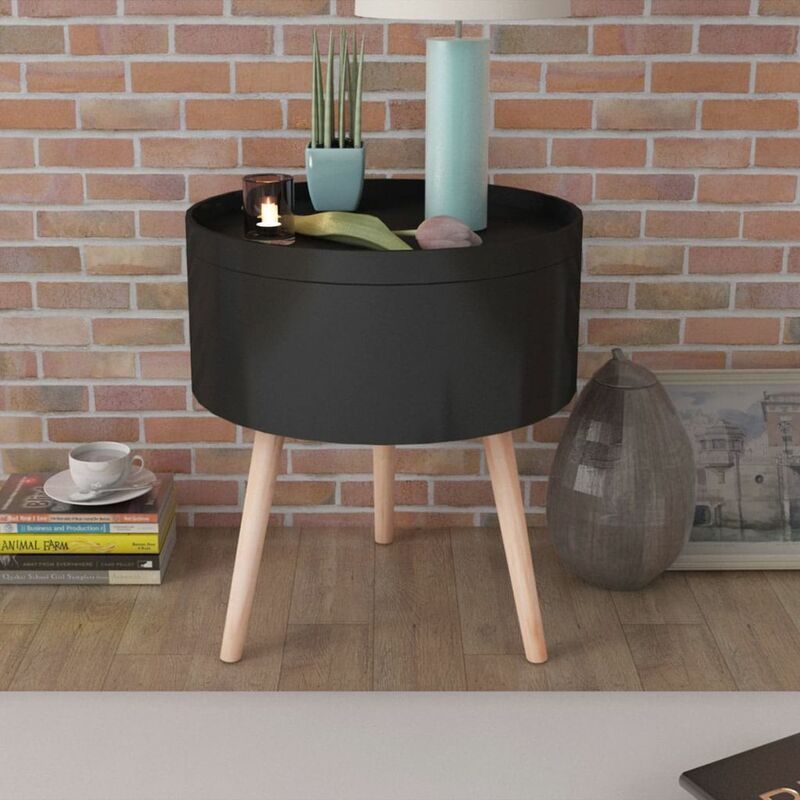 

Mesa auxiliar con bandeja redonda 39,5x44,5 cm negra