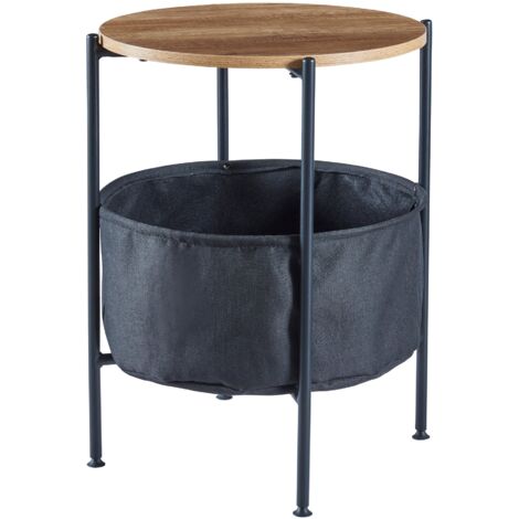 Mesa auxiliar con cesta de almacenamiento 59 x 47 cm negro / efecto nogal / gris 030008654