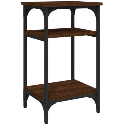 Mesa auxiliar con estante 35 x 30 x 60 cm madera contrachapada y acero DEC032397