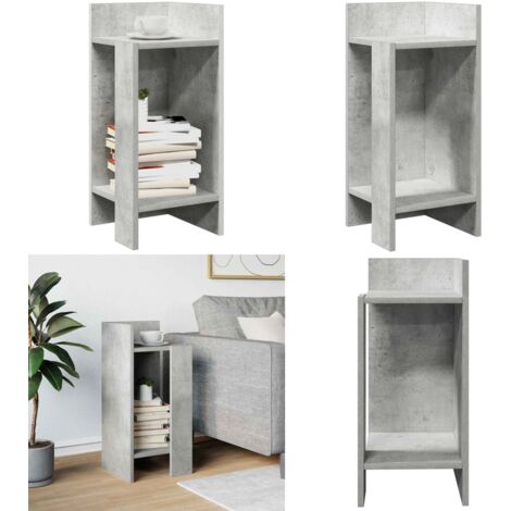 Mesa auxiliar con estante gris hormigón 25,5x27x60 cm - Estante de madera - Almacenamiento en casa