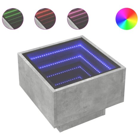 Mesa auxiliar con luz LED 40 x 40 x 30 cm madera de ingeniería gris y cristal DEC040283