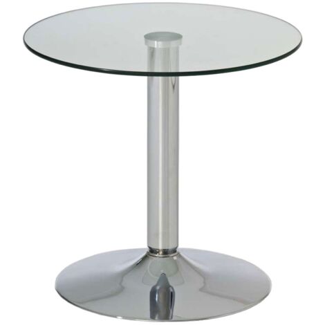 Mesa auxiliar con robusta estructura de metal cromado y cristal protector 100005518